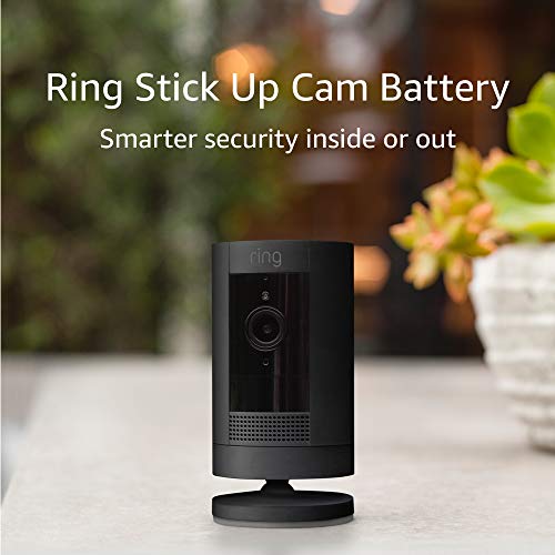 Ring Stick Up Cam Battery HD security camera with custom privacy controls, Simple setup, Works with Alexa – Black