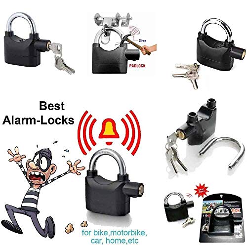 Arisen Siren Anti Theft System Security Pad Lock With Smart Alarm (Black, Polished Finish)