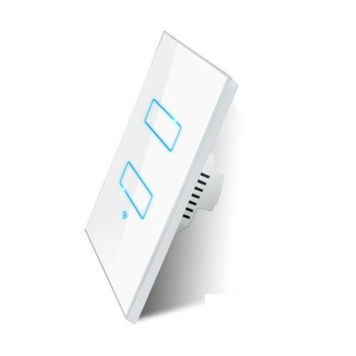LANBON_WiFi Smart Touch Switch Work with Amazon Alexa and Google Assistant for Smart Home Automation_2 Gang_White Color