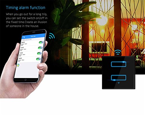 Global Tech WiFi Touch Switch Work with Alexa and GHome for Smart Home Automation_Black Color (2 Gang)