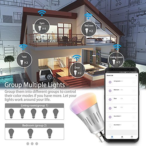 Global Tech_7w Smart Bulb with B22 Base, WiFi Dimmable Multi Colored (16 Million), Compatible with Alexa and Google Assistant_No Hub Required for Smart Home [White Color]
