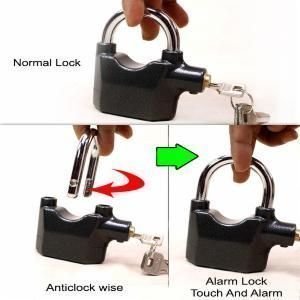 GOOSEBERRY Zinc Alloy Security Pad Lock Anti Theft System with Burglar Smart Alarm Siren Motion Sensor Secure (Standard Size, Black)