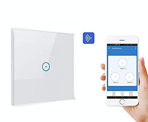 Auslese™ Crystal Glass Panel Wireless Remote Control Light Touch Switches for Smart Home Work Compatible with Alexa, Google Home and Support IFTTT (Light Switch-1-GANG)
