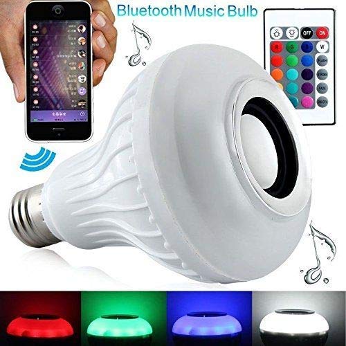 EVERNEST LED Music Light Bulb, E27 and B22 led Light Bulb with Bluetooth Speaker RGB Self Changing Color Lamp Built-in Audio Speaker for Home, Bedroom, Living Room, Party Decoration
