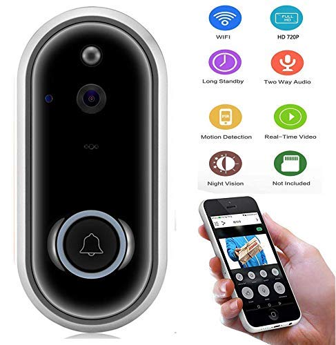 HDLiang WiFi Doorbell, Anti-Theft 1080P HD WiFi Real-Time 2-WDay Talk and Video, Night Vision, PIR Motion etection ABS Plastic Smart Wireless Video Doorbell Security Camera for iOS and Android