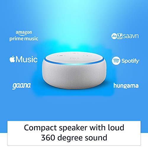 Echo Dot (3rd Gen), Certified Refurbished, White – Improved smart speaker with Alexa – Like new, backed with 1-year warranty
