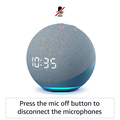 Echo Dot (4th Gen, Blue) with clock bundle with Wipro 12W LED smart color Bulb