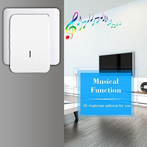 Decdeal Wireless Doorbell Chime with LED 5 Levels Volume 55Ringtones Compatible with Smart Video Doorbell