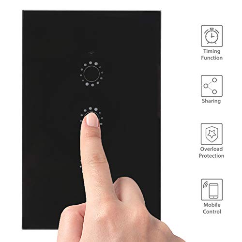 Touch Switch, Timer Functions, Flame‑Retardant ABS Shell, Wall Touch Switch, for Home Appliances Houses(Black Three-Way (2031002), Transl)