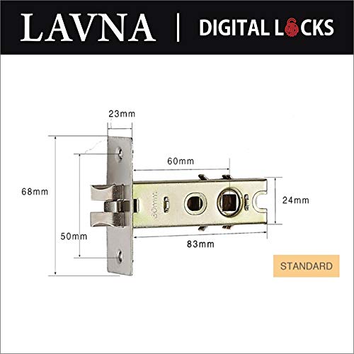 Lavna Locks Fingerprint & Key Door Lock for Wooden & Metal Doors with compact size & complete security (Model No. – L-A15, Right)
