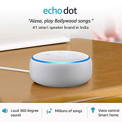 Echo Dot (3rd Gen) – #1 smart speaker brand in India with Alexa (White)