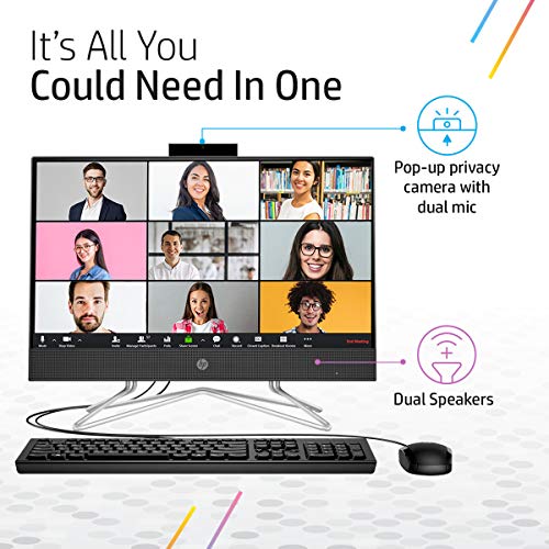HP All-in-One 22 -inch FHD Alexa Built-in Desktop (Intel i5-1035G1/8GB/1TB HDD/Win 10/MS Office 2019/Jet Black), 22-df0142in