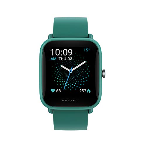 Amazfit Bip U Pro Smart Watch, SpO2, GPS, 1.43″ Color Display (Green) + Additional Strap (Lemonade Yellow)