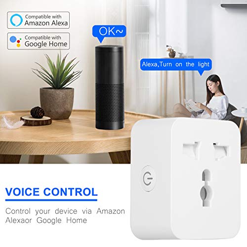 Universal WiFi Smart Plug Socket Compatible with Alexa Google Home No Hub Required APP Remote Control Timer Switch Outlet 10A Only Supports 2.4GHz Network US EU UK AU Adapter