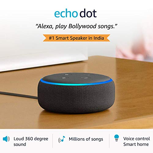 Echo Dot (3rd Gen, Black) gift twin pack with Wipro 9W LED smart Bulb