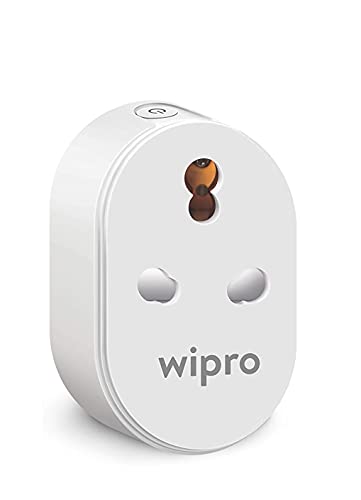Wipro 16A Wi-Fi Smart Plug with Energy Monitoring- Suitable for Large Appliances Like Geysers, Microwave Ovens, Air Conditioners (Compatible with Alexa and Google Assistant)- White