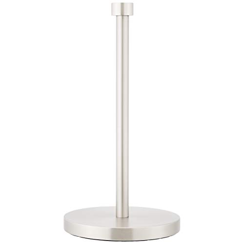AmazonBasics Kitchen Paper Towel Stand / Holder – 13 Inch, Nickel (Stand-up Button)