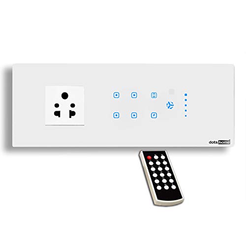 dotshome All In One Touch Acrylic Switch Board (White) with 4 (6 amp) switch, 1 (6 amp) 2-Way, 1 (23 amp) for AC, 1 Fan with humming free speed controller | with Remote Control