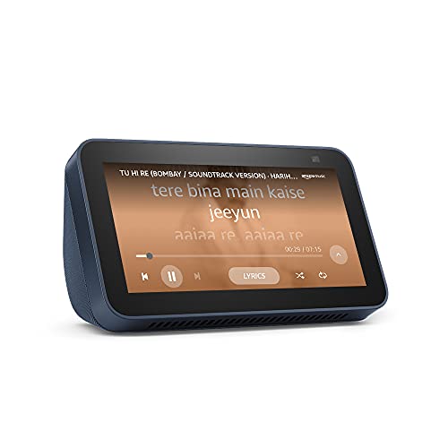 All new Echo Show 5 (2nd Gen, 2021 release) – Smart speaker with Alexa – 5.5″ screen, crisp sound and 2MP camera (Blue)