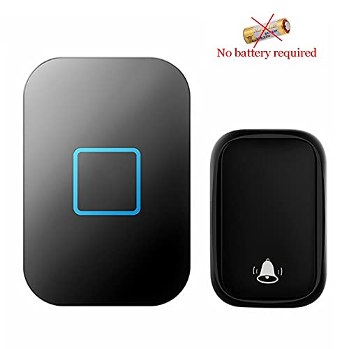 EZBEL Wireless Doorbell Battery Free Operated Kit with 60 Different Melody, 1 Push Button Transmitters and 1 Receiver LED Light Operating at 500Feet Range in Open Area