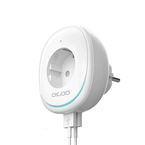 TECHLOGICS – Digoo DG-SP01 Dual USB Interface LED Night Light 10Amps Smart WiFi Socket EU Plug Compatible Smart Life APP Work with Amazon Alexa Google Voice Control