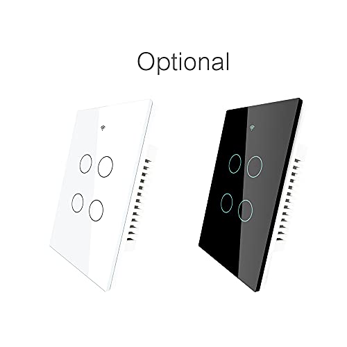 Upgraded 4 Gang Wi-Fi Smart Touch Switch Easy Pairing Multi-Control Association Backlight ON/Off APP Control Voice Control Compatible with Alexa/Google Home Timing Sharing Relay Status Wall Lig