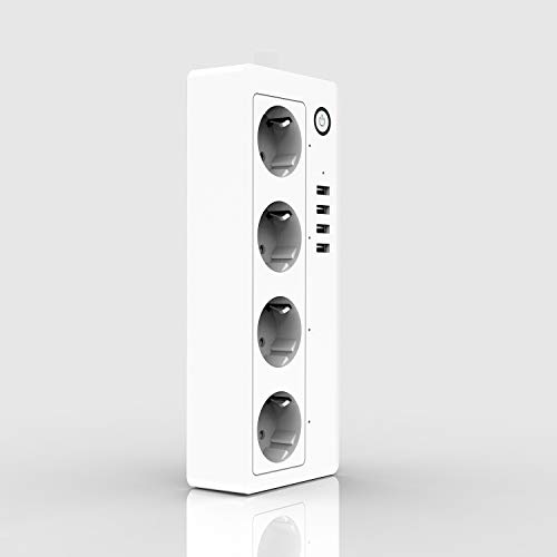 Smart Wi-Fi Power Strip with 4 Surge Protection Outlets & 4 USB Ports Multi-Port Platooninsert Smart Plugs WiFi Remote Control Device Timing Function Compatible with Alexa Google Assistant for Voice