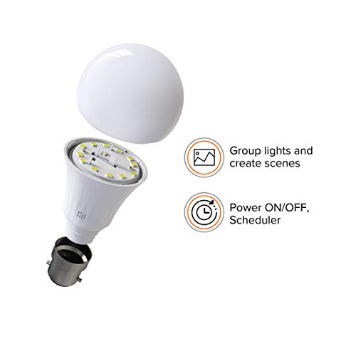 MI Smart LED Bulb with Adjustable Brightness, B22 Base Compatible with Amazon Alexa and Google Assistant (White)