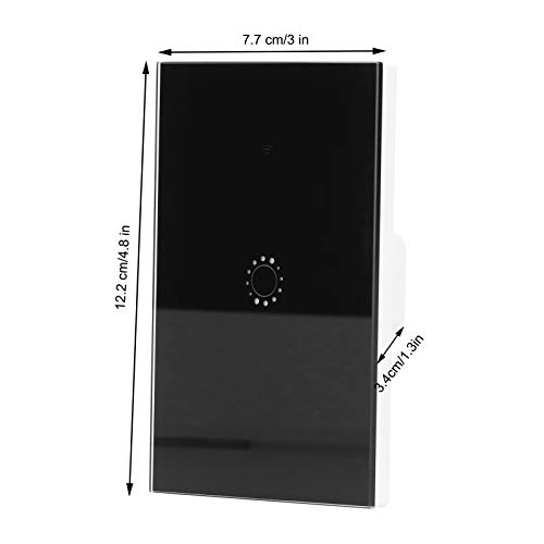 LED Touch Panel, Support Timer Functions Voice Control Switch, WiFi Smart Switch, for Bedroom Home(Black Cover 1 Road (2031006), Transl)