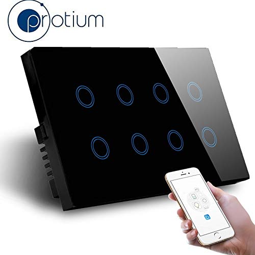 Protium Smart Touch Switch, Compatible with Alexa, Google Home, IFTTT & Smart life App (8 gang (10A/Gang), Black)