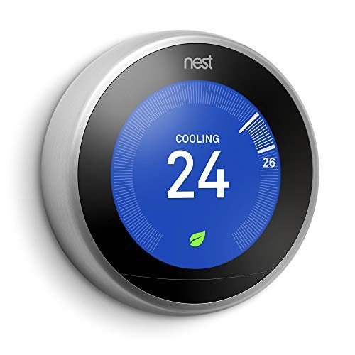 Nest Learning Thermostat 3rd Generation, Stainless Steel, Compatible with Alexa