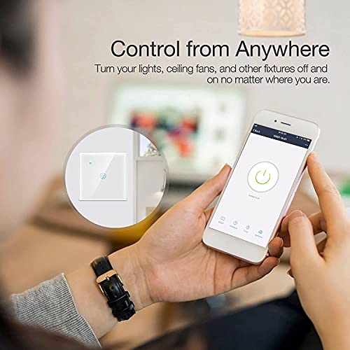SLIFE 4 Gang WiFi Smart Touch Panel Light Switch Compatible with Smart Life(Tuya app),Alexa and Google Home, IFTTT, Color:White
