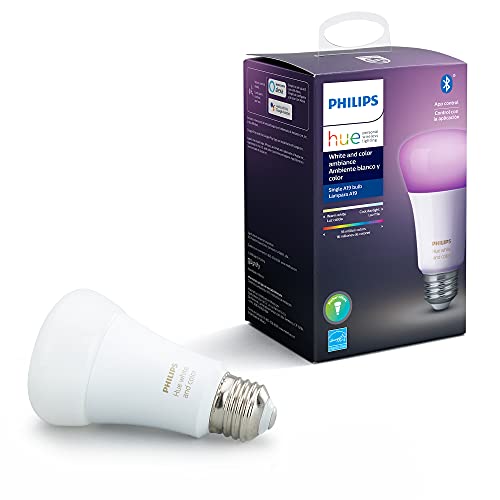 Philips Hue White and Color Ambiance A19 LED Smart Bulb, Bluetooth & Zigbee Compatible (Hue Hub Optional), Compatible with Alexa & Google Assistant