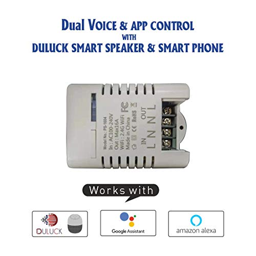 Duluck 16A WiFi Smart Switch, IOT Switch, Wifi Switch, Good for AC & Water motor, Suitable for Geyser, Lights, Wall sockets, Iron, Air purifier, It works with Alexa & Ok-Google, Max load Capacity up to 3400-watt inductive, model (APS-1604)