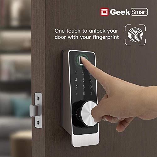 Geek Smart L-F504 Fingerprint Door Lock – Biometric Keyless Entry for Homes, Apartments, Office, Hotels (Silver)