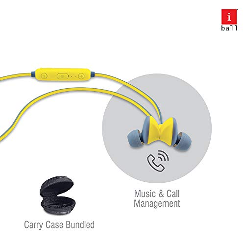 iBall EarWear Sporty Wireless Bluetooth Headset with Mic for All Smartphones (Fluorescent Yellow)