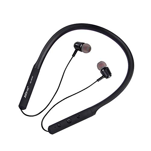 AD NET-POWER OF SPEED 337 Bluetooth 5.0 Wireless Headphones with Deep Bass, Ergonomic, IPX4 Sweatproof Neckband, Magnetic Earbuds, Voice Assistant, Passive Noise Cancelation & Mic – (Black)_AD-337