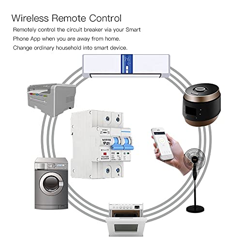 Auslese™ WiFi Smart 63A MCB Circuit Breakers Switch Overload Short Circuit, Hands-Free, Voice and App Control Compatible with Alexa and Google Home (Double Pole)