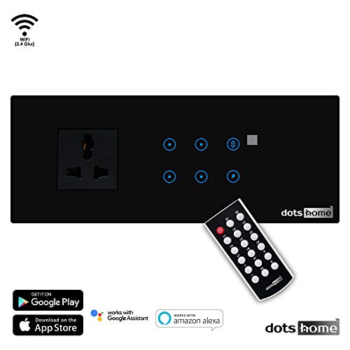 dotsHome Smart Touch Switch Board | With 4 (6amp) switch, 1 (23amp) for ac switch, 1 (6amp) Two-Way switch | No Hub Required | Compatible with Alexa