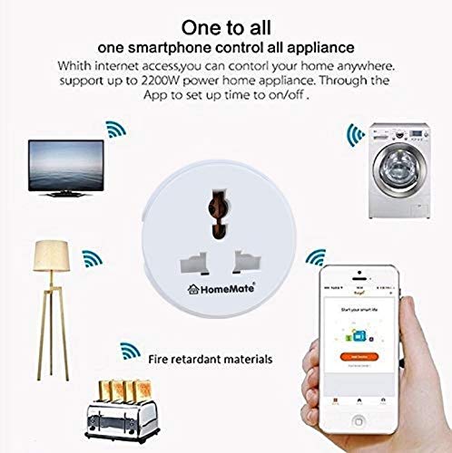 HomeMate WiFi Smart Plug Socket (Pack of 2) | Works with Amazon Alexa & Google Home | 10 A