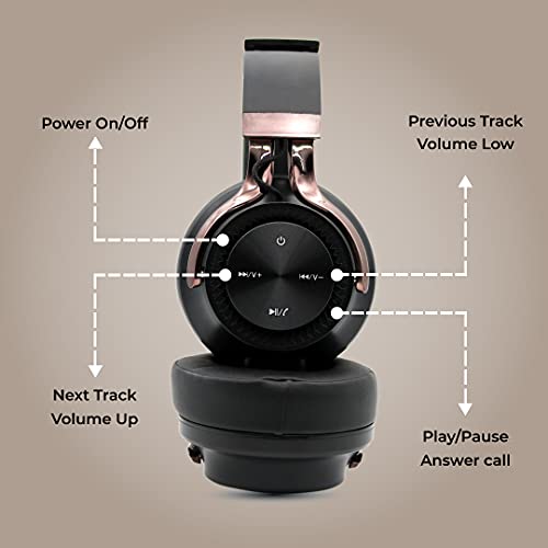 Hammer Bash Over The Ear Wireless Bluetooth Headphones with Mic, Deep Bass, Foldable Headphones, Upto 8 Hours Playtime, Workout/Travel, Bluetooth 5.0 (Black)