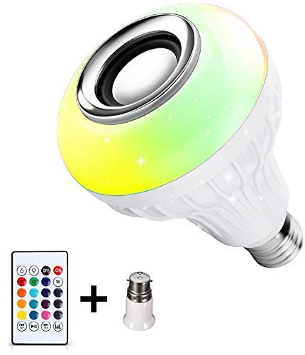 EVERNEST LED Music Light Bulb, E27 and B22 with Bluetooth Speaker RGB Self Changing Color Lamp Built-in Audio for Home, Bedroom, Living Room, Party Decoration