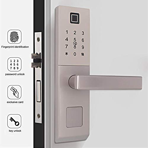 Fingerprint Door Lock, Intelligent Electronic Touchscreen Keypad Password Card Smart Door Lock Home Security for Home Hotel Apartment Office