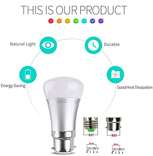 Auslese™ Smart Light 7W B22 RGBW LED Bulb APP Remote Control for Smart Home Work with Alexa, Google Home and Support IFTTT