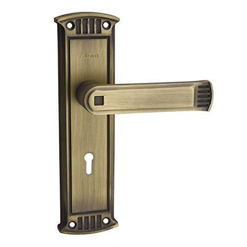 Atom Mortise Door Handle Set with Lock Body | Brass Antique Finish | 3 Keys | 6 Lever Double Stage Lockset for Door, Bathroom, Bedroom, Living Room, O-40Ky