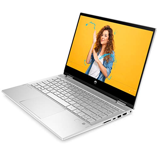 HP Pavilion x360 core i5 10th Gen 14 inch (35.56 cms) FHD Touchscreen Laptop with Alexa Built-in (8GB/512GB SSD/Windows 10/MS Office 2019/Finger Print Reader/4G LTE/Natural Silver/1.61kg), 14-dw0069tu