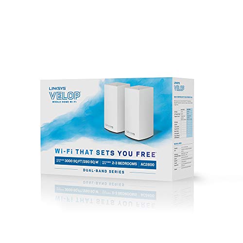 Linksys WHW0102 AC 2600 Dual Band Mesh Router with MU-MIMO iMesh Easy App Installation/Parental Control 2-Pack (WHW0102)