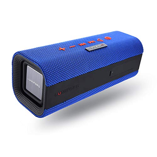 LUMIFORD Stereo Blue Log 10W Bluetooth Speaker with Alexa Built-in voice control, IPX4 splash resistant & 14 hours playtime, voice chat control enabled (Blue)