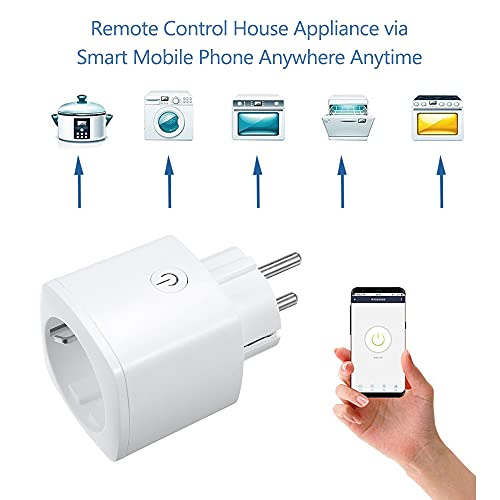 16A Smart Power Plug Smart Socket WIFI Socket-outlet for Household Smart Outlet Socket Plug APP Remote Control Timing ON/OFF Energy Monitoring Voice Control Compatible with Google Home Alexa