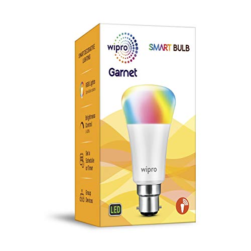 Wipro Garnet Smart Light 7W B22 LED Bulb, Compatible with Amazon Alexa & Google Assistant